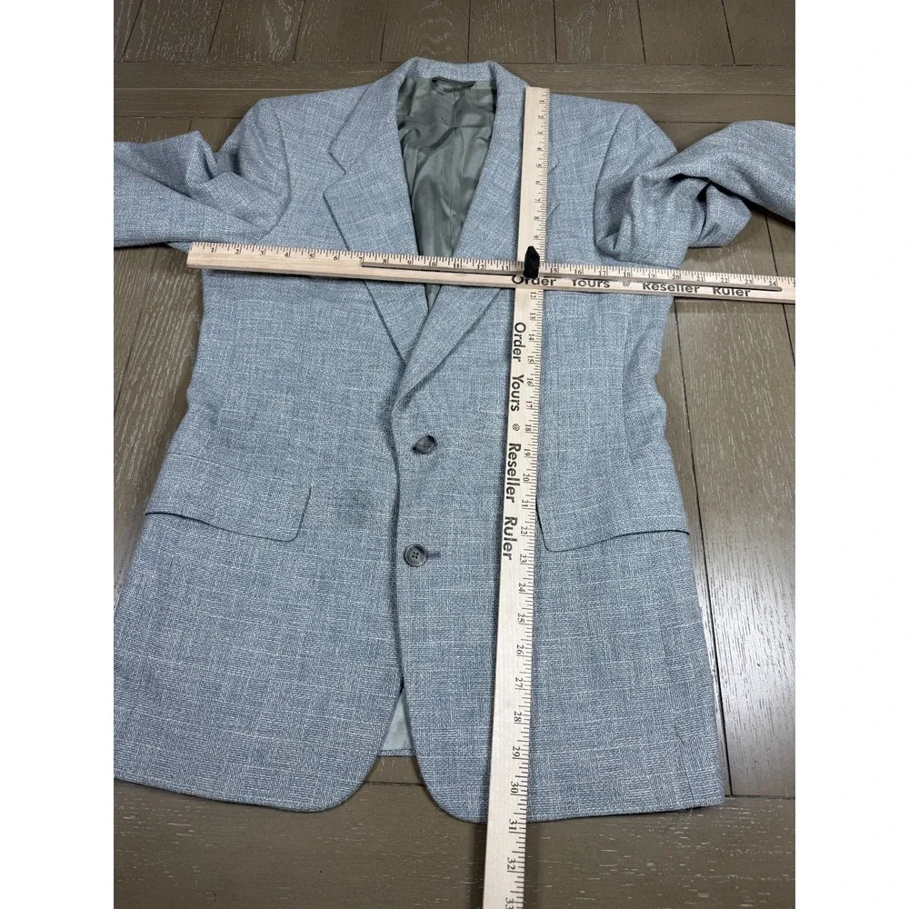 Vtg Christian Dior Blazer Men Light Blue 40R Textured Weave Two Button Jacket